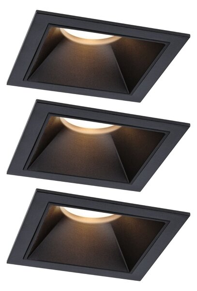 P 93125 LED vestavné svítidlo 3-krokové-stmívatelné Cole Coin základní sada IP44 hranaté 88x88mm Coin 3x6W 230V stmívatelné 2700K černá - PAULMANN