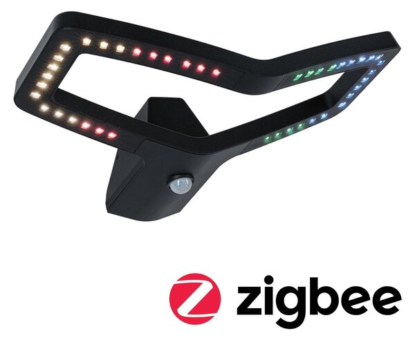 P 94793 LED venkovní nástěnné svítidlo Smart Home Zigbee 3.0 Alara pohybové čidlo IP44 hranaté 375x270mm RGBW+ 10W 230V antracit kov - PAULMANN