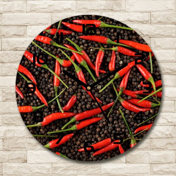 Skleněné hodiny kulaté Chilli papričky pl_zso_30_c-f_35225615