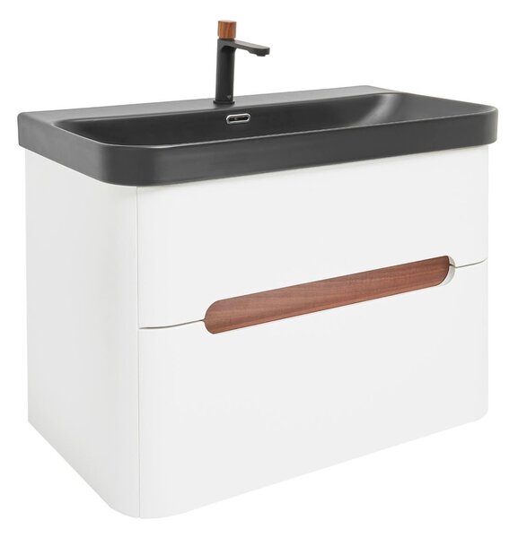 Koupelnová skříňka s umyvadlem a baterií SAT Fusion 77,5x53x45 cm bílá matná mat SATFUSION280WBKMBA
