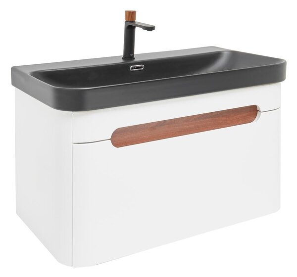 Koupelnová skříňka s umyvadlem a baterií SAT Fusion 77,5x43x45 cm bílá matná mat SATFUSION80WBKMBA