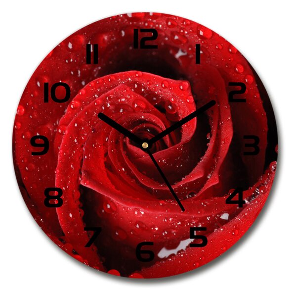 Skleněné hodiny kulaté Kapky na růži pl_zso_30_c-f_37464697