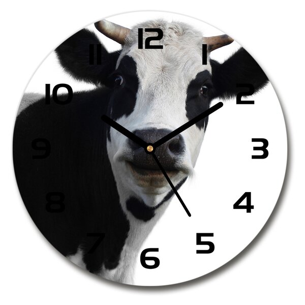 Skleněné hodiny kulaté Strakatá kráva pl_zso_30_c-f_38327134