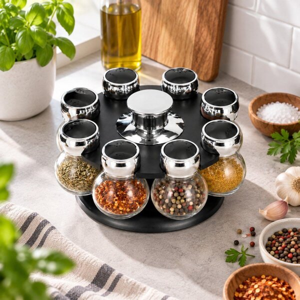 Stojan na kořenky 8ks SPRINGOS Spicy KI0080 černý