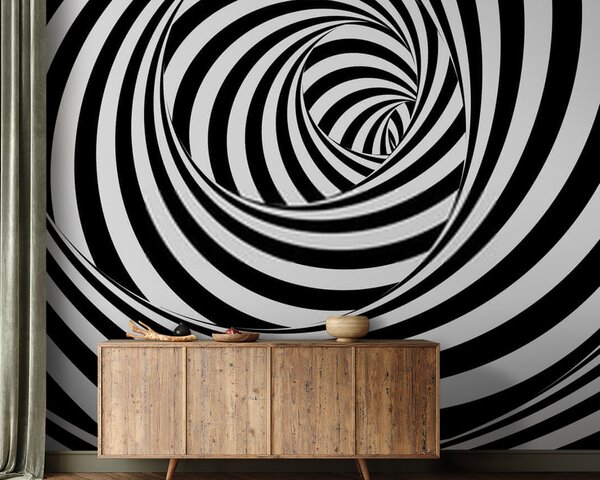 Fototapeta Černobílý spirálový vzor, Abstraktní fototapety, Populární fototapety, u37165 - Tapeko.co.cz