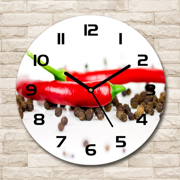 Skleněné hodiny kulaté Chilli a pepř pl_zso_30_c-f_43194719