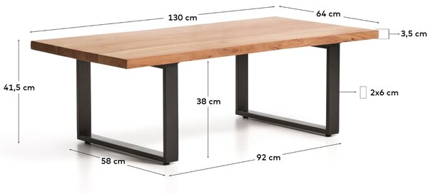 Kave Home Dřevěný konferenční stolek Uxue 130 x 64 cm