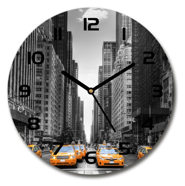 Skleněné hodiny kulaté Taxi New York pl_zso_30_c-f_44846834