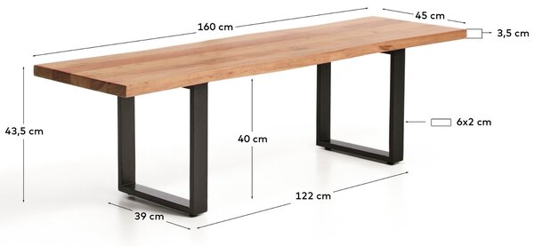 Kave Home Dřevěná lavice Uxue 160 cm