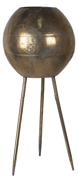 Zlatý antik dekorativní obal na květiny na 3 nožkách - Ø 27*66 cm - Clayre & Eef