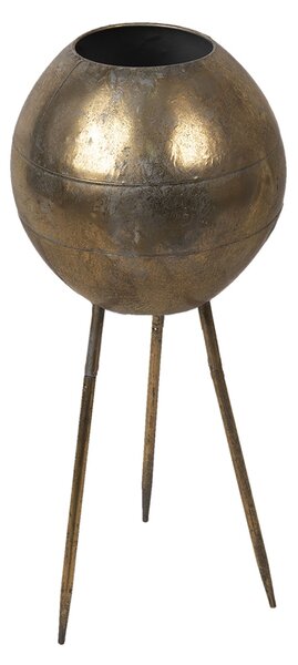 Zlatý antik dekorativní obal na květiny na 3 nožkách - Ø 27*66 cm - Clayre & Eef