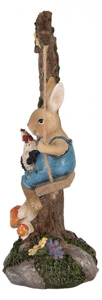 Dekorace králík s kohoutkem na houpačce - 20*12*32 cm - Clayre & Eef