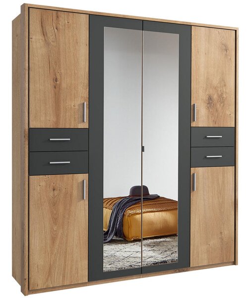 ŠATNÍ SKŘÍŇ, barvy grafitu, barvy dubu, 180/208/58 cm MID.YOU, Online Only