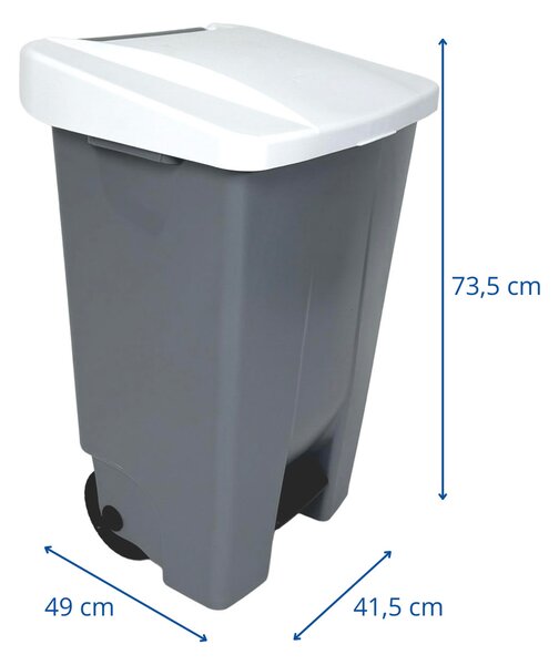 Denox nášlapný odpadkový koš GASTRO 80 L, bílé víko, plastový s kolečky