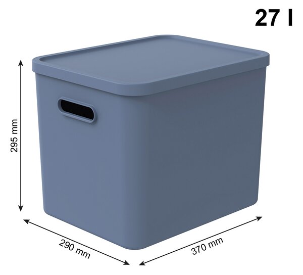Rotho Úložný box, rovný s víkem, 27l, modrá ALBU LIGHT, 37x29x30