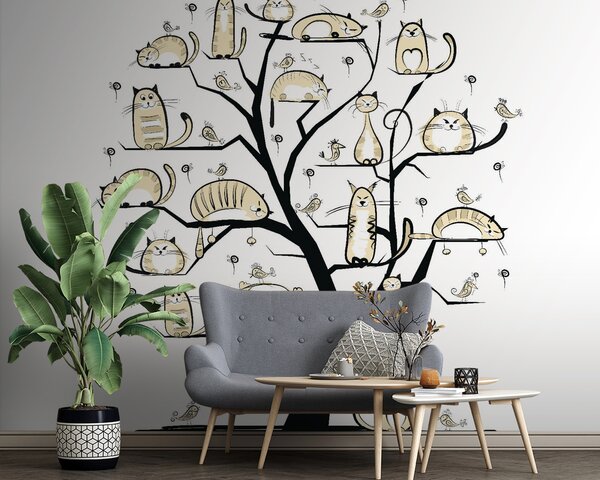 Fototapeta Strom s kočkami, Fototapety s kočkami, Populární fototapety, u54856 - Tapeko.co.cz