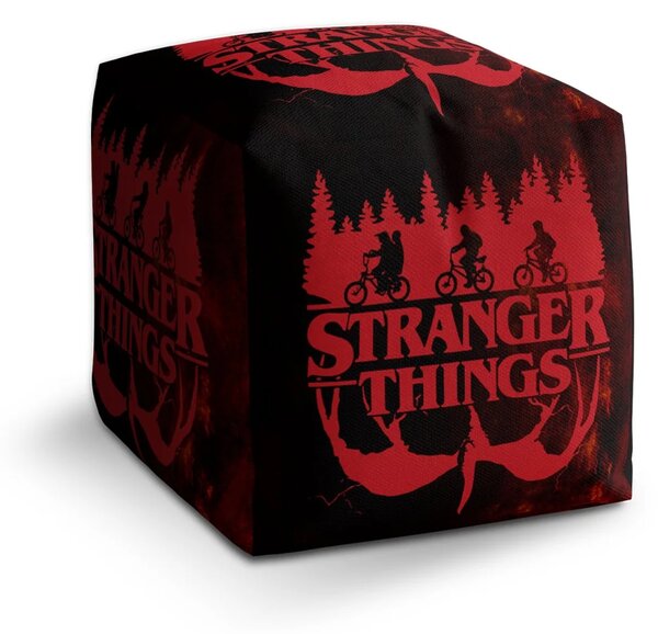 Sablio Taburet Cube Stranger Things Red - 40x40x40 cm