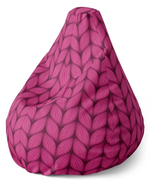 Sablio Sedací vak Pear Pletení ve fuchsiové barvě - 70 x 95 x 15 cm