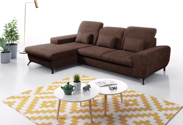 Rohová sedací souprava Altham (hnědá) (L). Akce -25%