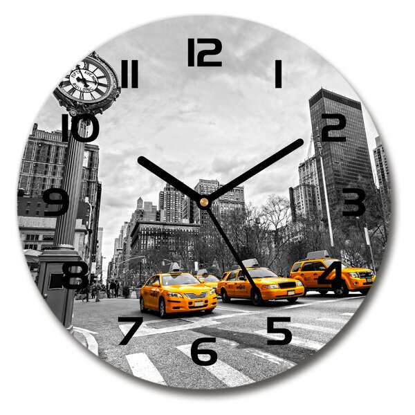 Skleněné hodiny kulaté Taxi New York pl_zso_30_c-f_58379614