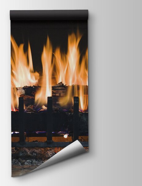Fototapeta Oheň v krbu, Fototapety s kamennou texturou, Populární fototapety, u56584 - Tapeko.co.cz