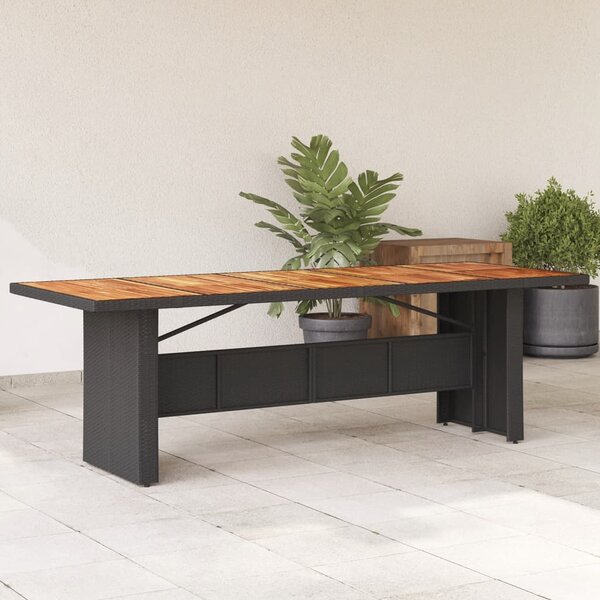 Zahradní stůl s akáciovou deskou černý 240x90x75 cm polyratan