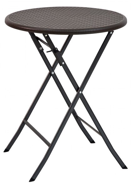 MODERNHOME Skládací zahradní stolek rattan 60 cm hnědý