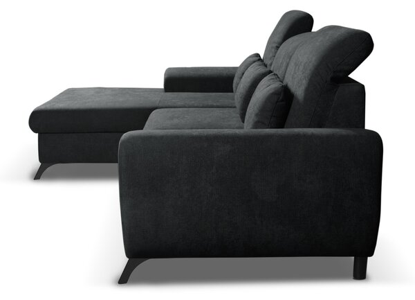 Rohová sedací souprava Altham (černá) (L). Akce -25%