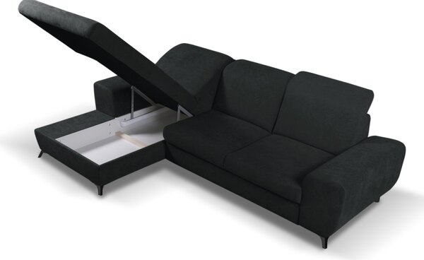 Rohová sedací souprava Altham (černá) (L). Akce -25%