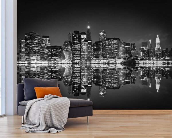 Fototapeta Noční panorama města se světly odrážejícími se na vodě, Architektonické fototapety, Populární fototapety, u56970 - Tapeko.co.cz
