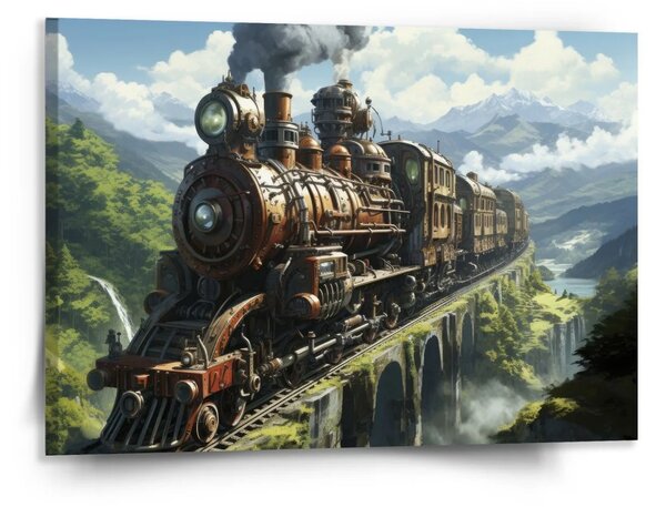 Sablio Obraz Parní lokomotiva na viaduktu - 150x110 cm