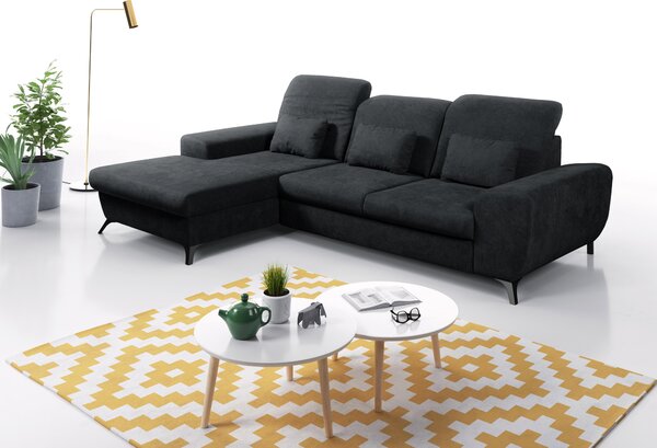 Rohová sedací souprava Altham (černá) (L). Akce -25%