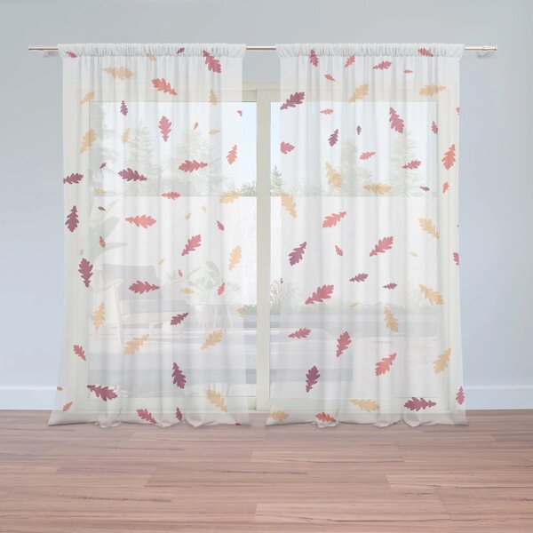 Sablio Záclony Barevné podzimní listí: 2ks 150x250cm