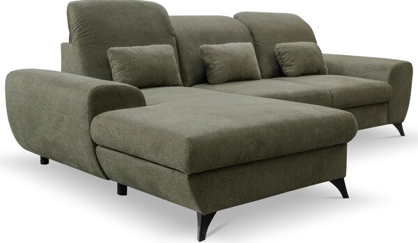 Rohová sedací souprava Altham (olivová) (L). Akce -25%