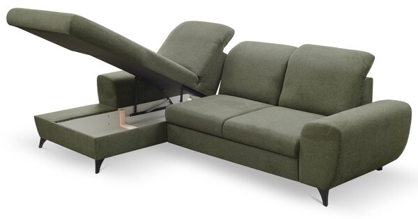 Rohová sedací souprava Altham (olivová) (L). Akce -25%