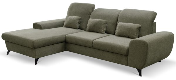 Rohová sedací souprava Altham (olivová) (L). Akce -25%
