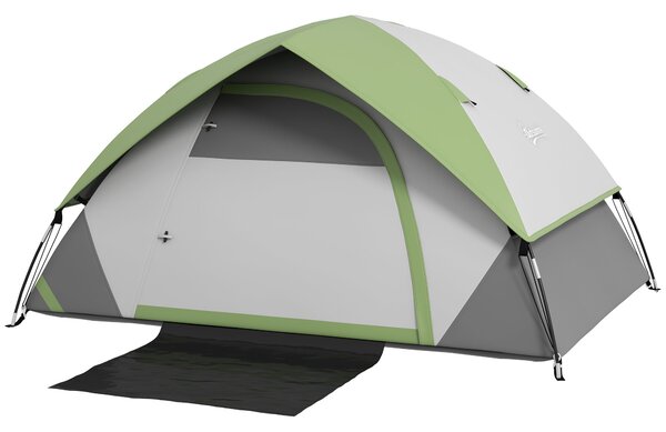 Outsunny Stan pro 2 Osoby - Lehký, Stabilní, Voděodolný Rodinný Stan s Dveřmi a Okno, Balicí Taška, Háček, Stan pro Kempování s Vodním Sloupem 3000mm