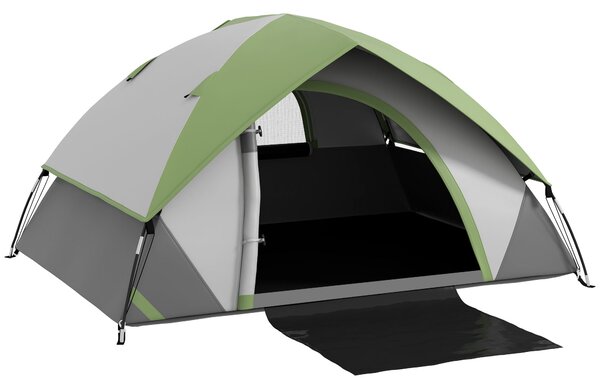 Outsunny Stan pro 2 Osoby - Lehký, Stabilní, Voděodolný Rodinný Stan s Dveřmi a Okno, Balicí Taška, Háček, Stan pro Kempování s Vodním Sloupem 3000mm