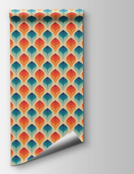 Fototapeta Vzor oranžových a modrých listů, Geometrické fototapety, Populární fototapety, u71428 - Tapeko.co.cz