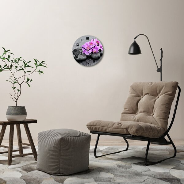 Skleněné hodiny kulaté Orchidej a kamení pl_zso_30_c-f_69189175