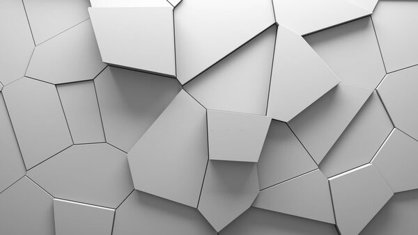Fototapeta Bílá stěna s mnoha nepravidelnými tvary, Geometrické 3D fototapety, Populární fototapety, u71596 - Tapeko.co.cz