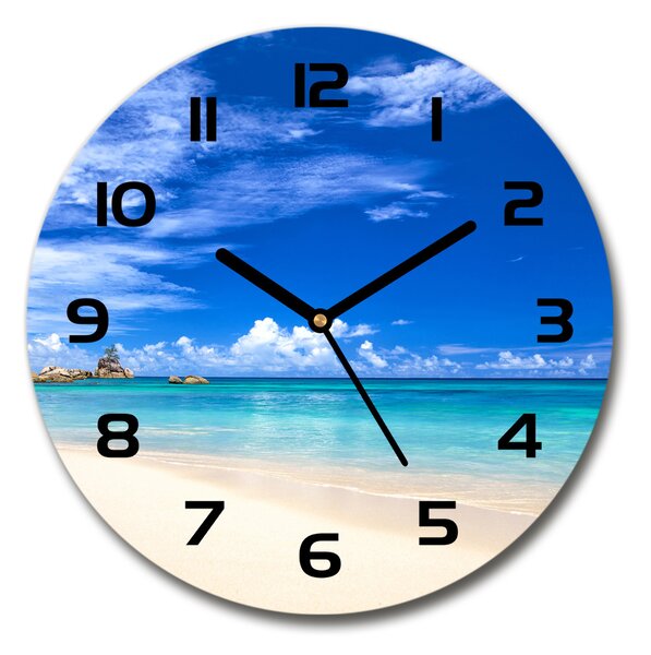 Skleněné hodiny kulaté Tropická pláž pl_zso_30_c-f_72192051