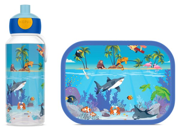 Dětská láhev na vodu s pítkem Campus, 400ml, Mepal, tropický oceán