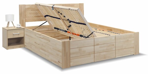Postel dvoulůžko s úložným prostorem ENERGY Box, masiv buk