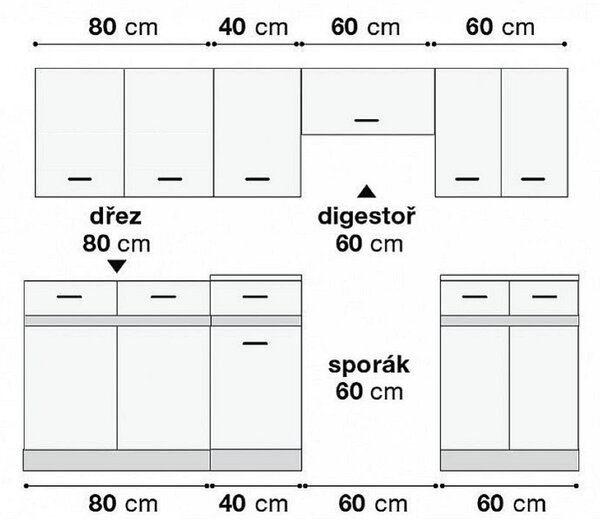 Kuchyň SARA LINE 240 cm, bílá