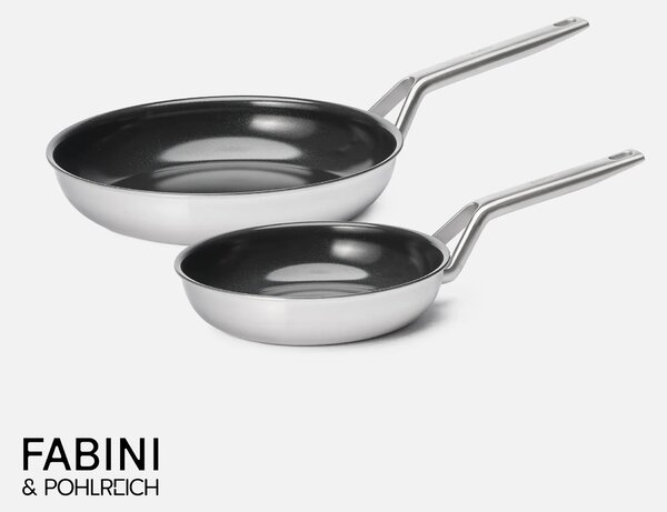 Fabini Sada pánví FABINI & Pohlreich 2.0, ø 20 cm + ø 26 cm, 2 díly - Nepřilnavé nerezové beznýtové pánve s keramickým povrchem z vícevrstvé nerezové oceli