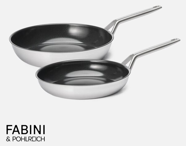 Fabini Sada pánví FABINI & Pohlreich 2.0, ø 26 cm + ø 30 cm, 2 díly - Nepřilnavé nerezové beznýtové pánve s keramickým povrchem z vícevrstvé nerezové oceli
