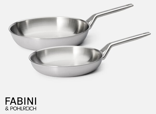 Fabini Sada pánví FABINI & Pohlreich 2.0, ø 26 cm + ø 30 cm, 2 díly - Nerezové beznýtové pánve z vícevrstvé nerezové oceli