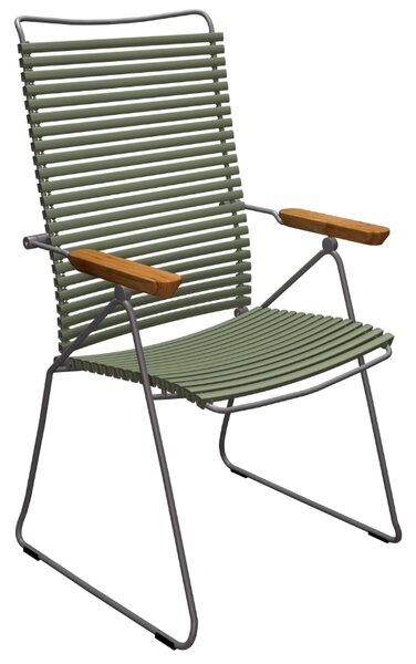 Olivově zelená plastová polohovací zahradní židle HOUE Click