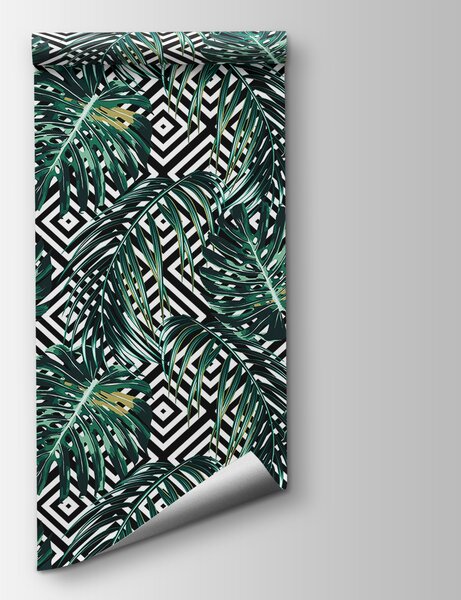 Fototapeta Vzor listů na černobílém pozadí, Fototapety s listy, Populární fototapety, u79688 - Tapeko.co.cz